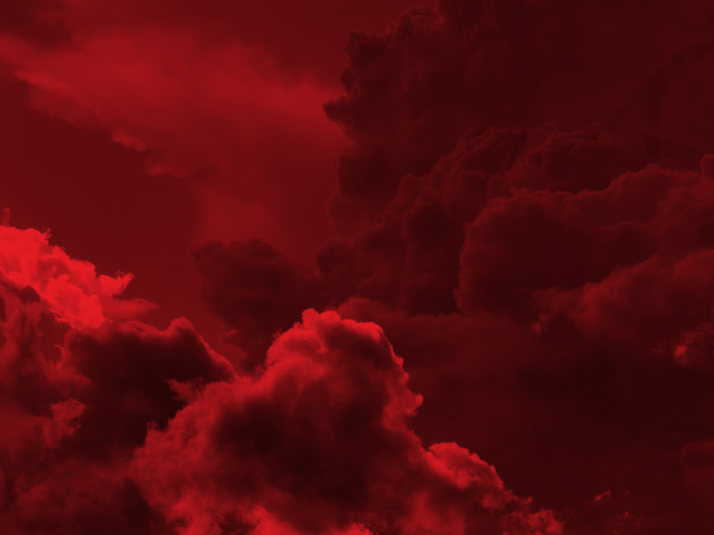 Deep red clouds over a red sky